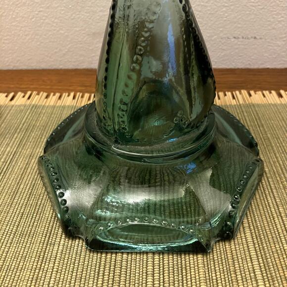Vintage Findlay Queen of Hearts Glass Table Lamp in Sea Green - Picture 7 of 10